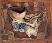 Juan Gris Bottle book and soup spoon oil on canvas
